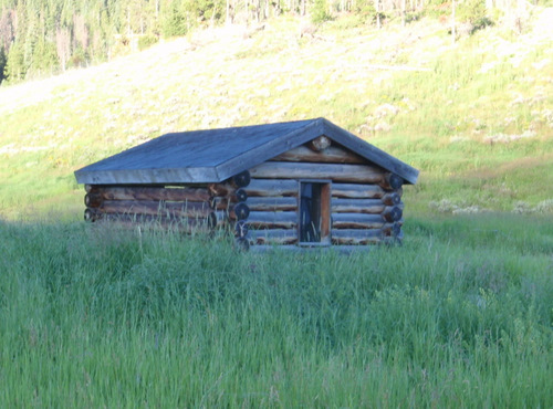 Old log structure, remote shack for an old ranch.